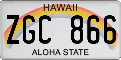 HI license plate ZGC866