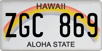 HI license plate ZGC869