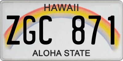 HI license plate ZGC871