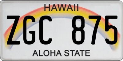 HI license plate ZGC875