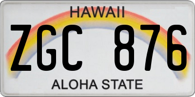 HI license plate ZGC876