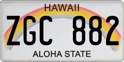 HI license plate ZGC882