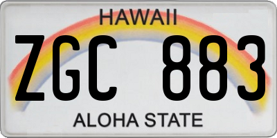 HI license plate ZGC883