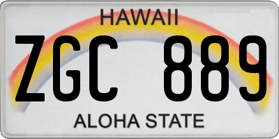 HI license plate ZGC889