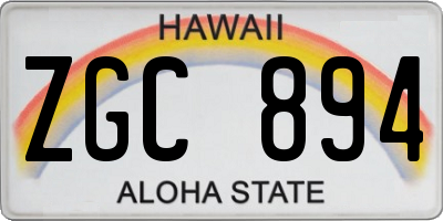 HI license plate ZGC894