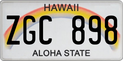 HI license plate ZGC898