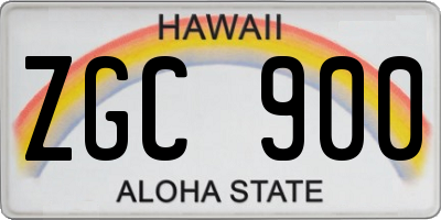 HI license plate ZGC900
