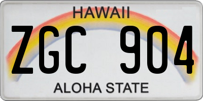HI license plate ZGC904