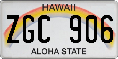 HI license plate ZGC906