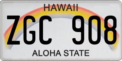 HI license plate ZGC908
