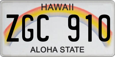 HI license plate ZGC910