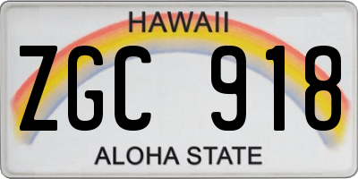 HI license plate ZGC918