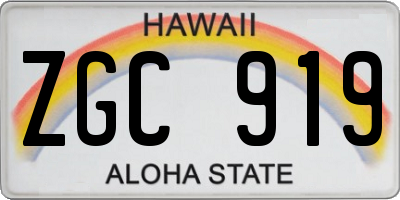 HI license plate ZGC919
