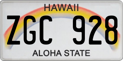 HI license plate ZGC928