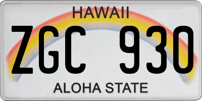 HI license plate ZGC930