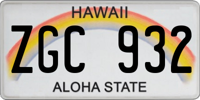 HI license plate ZGC932
