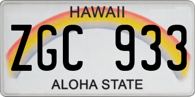 HI license plate ZGC933