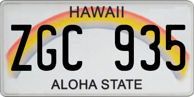 HI license plate ZGC935