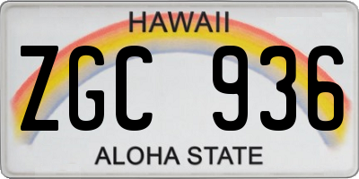 HI license plate ZGC936