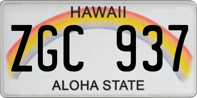 HI license plate ZGC937