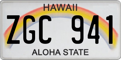 HI license plate ZGC941