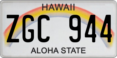 HI license plate ZGC944