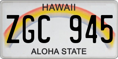 HI license plate ZGC945