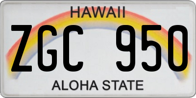 HI license plate ZGC950