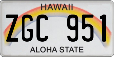 HI license plate ZGC951