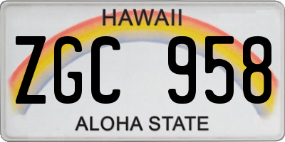HI license plate ZGC958