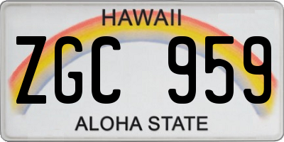 HI license plate ZGC959