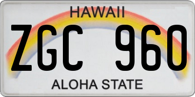 HI license plate ZGC960