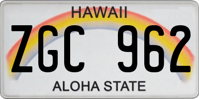 HI license plate ZGC962