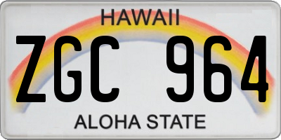 HI license plate ZGC964