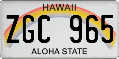 HI license plate ZGC965
