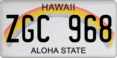 HI license plate ZGC968