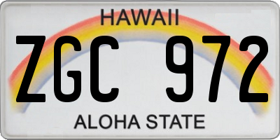 HI license plate ZGC972