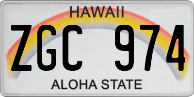 HI license plate ZGC974