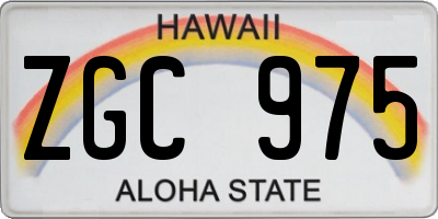 HI license plate ZGC975