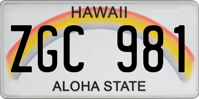 HI license plate ZGC981