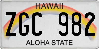 HI license plate ZGC982