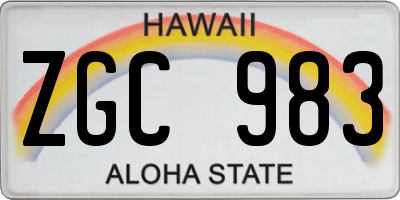 HI license plate ZGC983