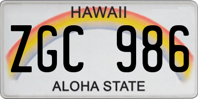 HI license plate ZGC986