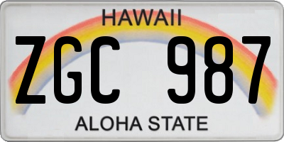 HI license plate ZGC987