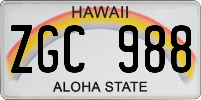 HI license plate ZGC988