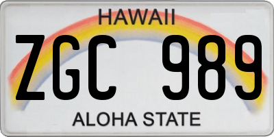 HI license plate ZGC989