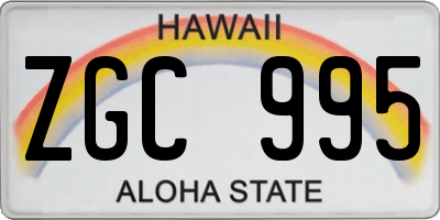 HI license plate ZGC995
