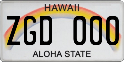 HI license plate ZGD000