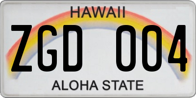HI license plate ZGD004