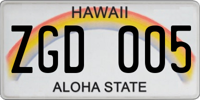 HI license plate ZGD005